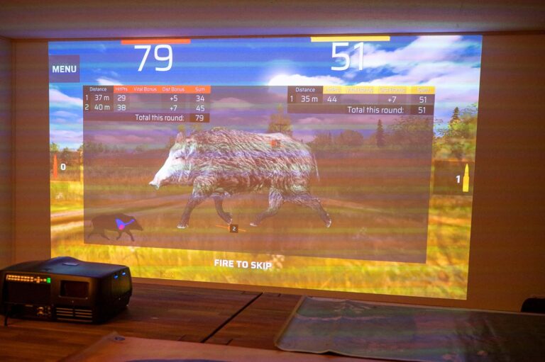 Wildschwein-Simulationsspiel-Projektorbildschirm mit Punkteanzeige